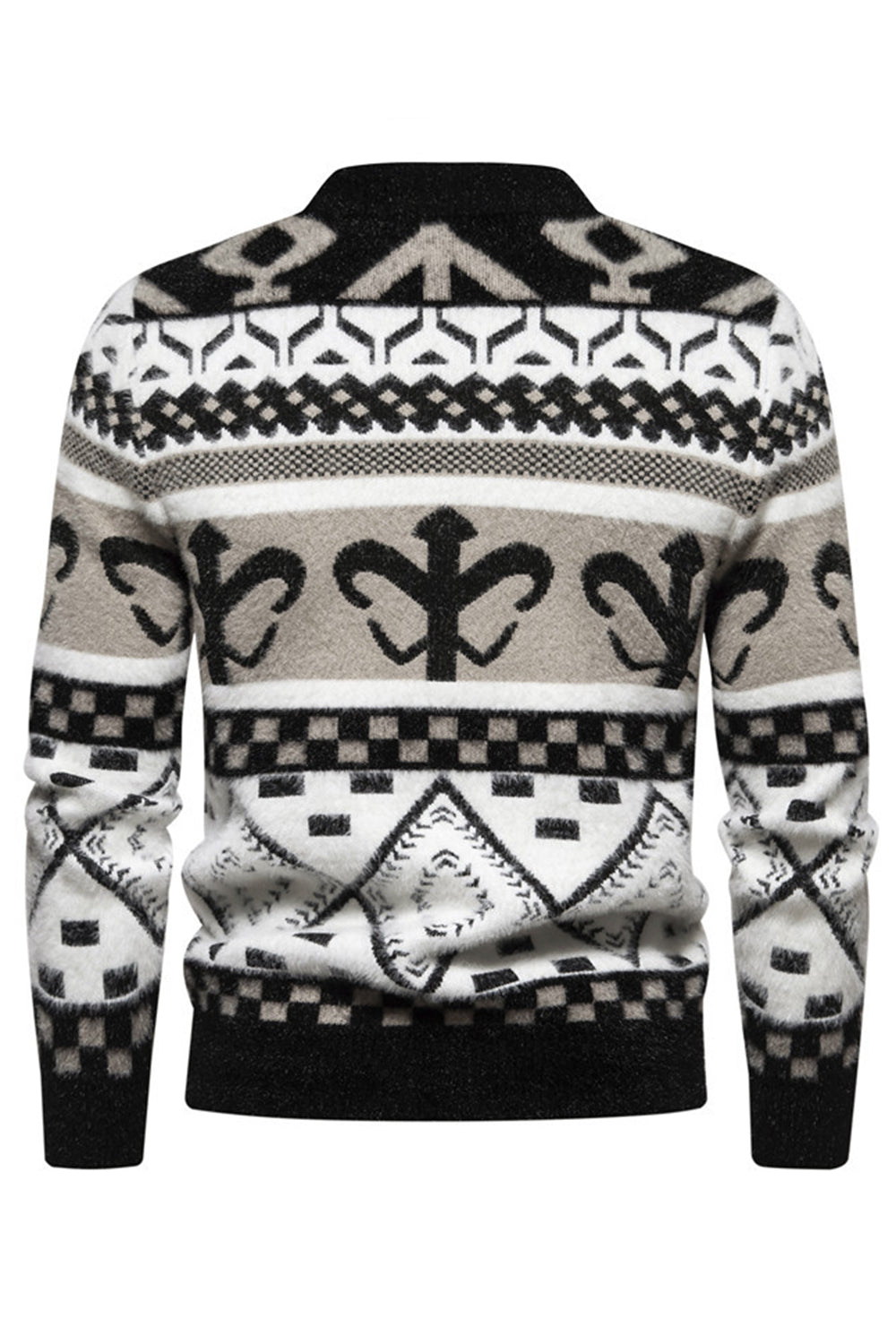 Slim fit khaki sweater with print and knitted sweater for men