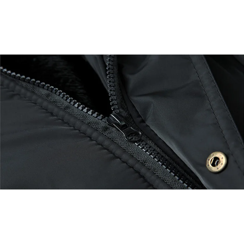 Men's winter jacket with hood, quilted and fleece lined - Black winter jacket for cold days