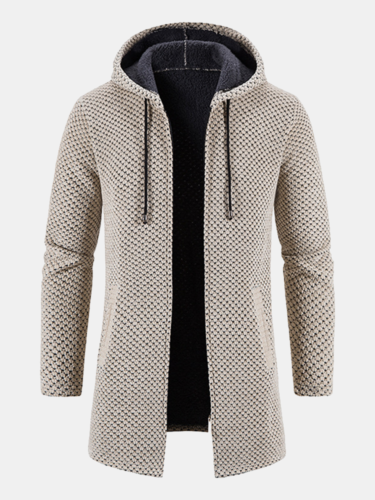 Long Line Textured Hooded Sweater