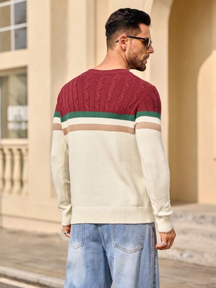 Men's Fitted Knit Casual Crew Neck Sweater