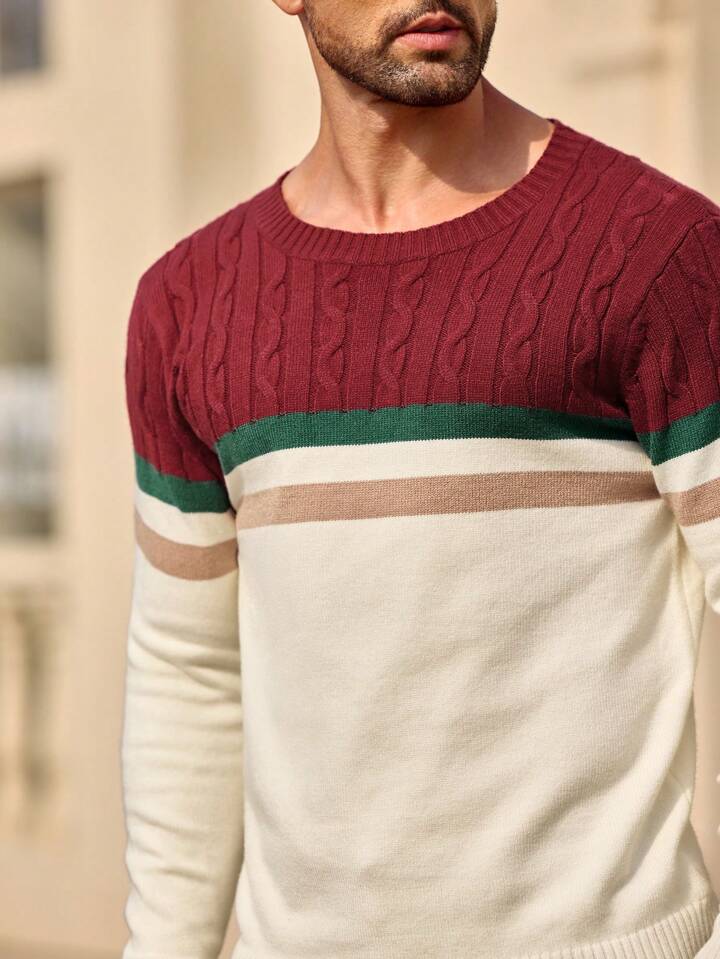 Men's Fitted Knit Casual Crew Neck Sweater