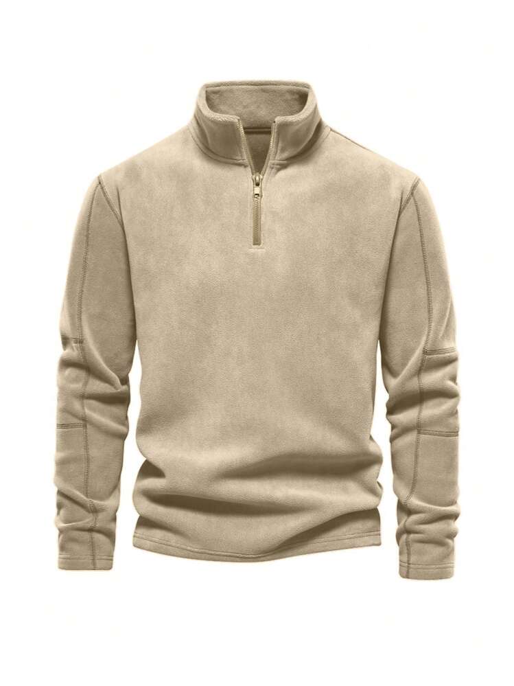 TrendsMen Simple Casual Stand Collar Half Zip Sweatshirt