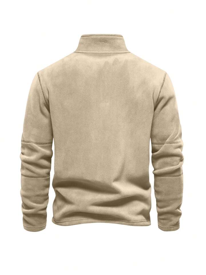 TrendsMen Simple Casual Stand Collar Half Zip Sweatshirt