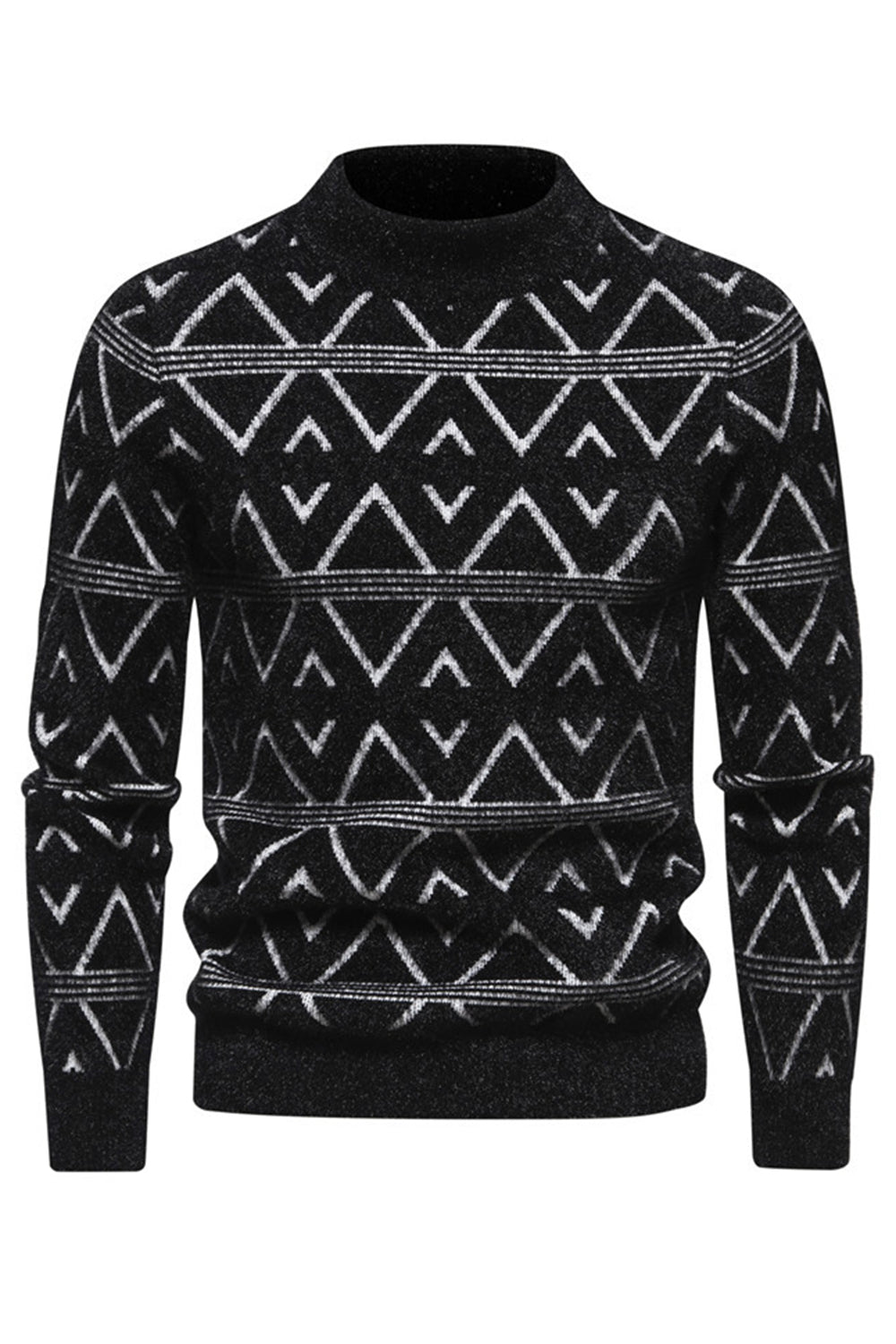 White men's sweater with round neck and striped print