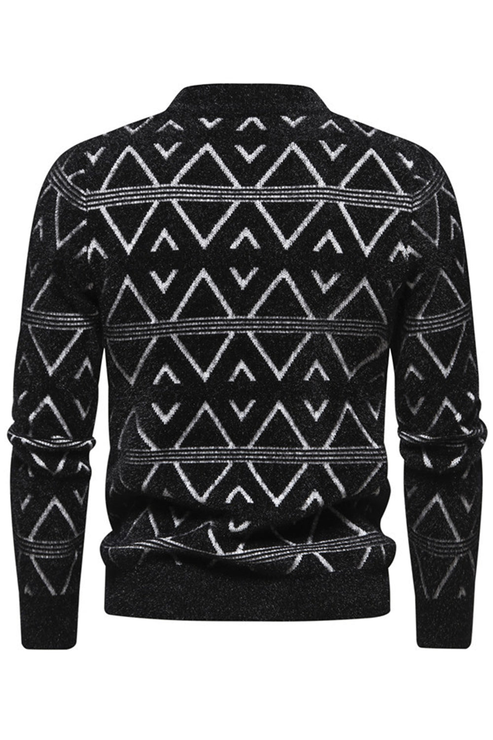 White men's sweater with round neck and striped print