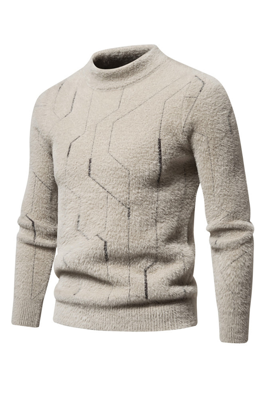 Khaki Slim Fit Pullover Knitted Sweater For Men