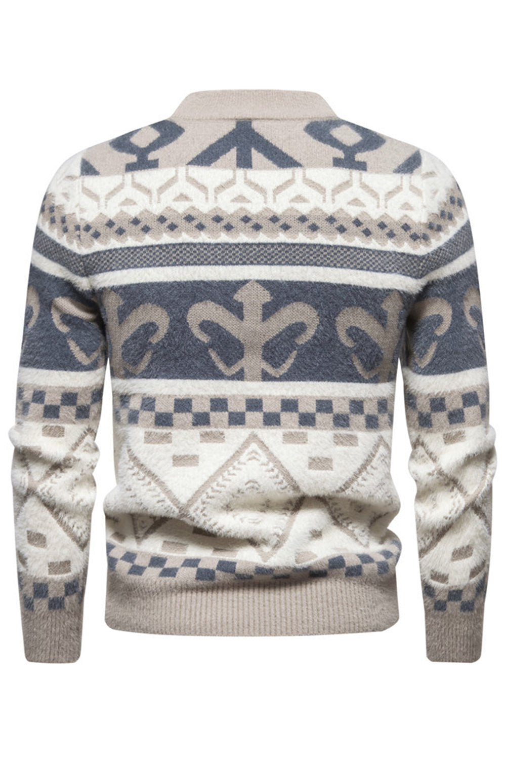 Slim fit khaki sweater with print and knitted sweater for men