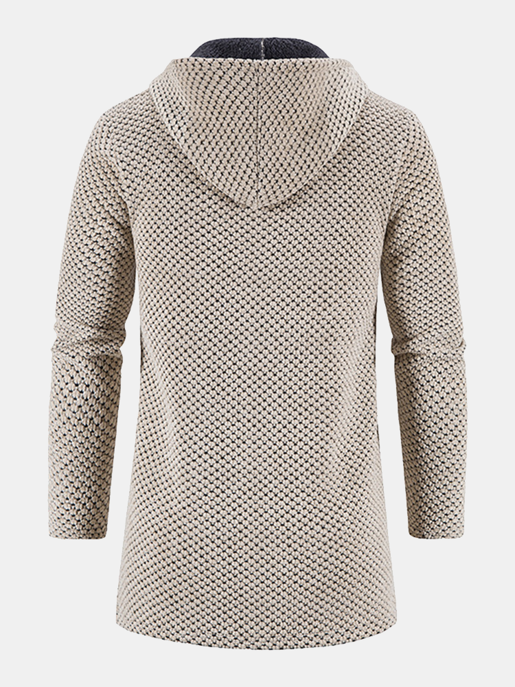 Long Line Textured Hooded Sweater