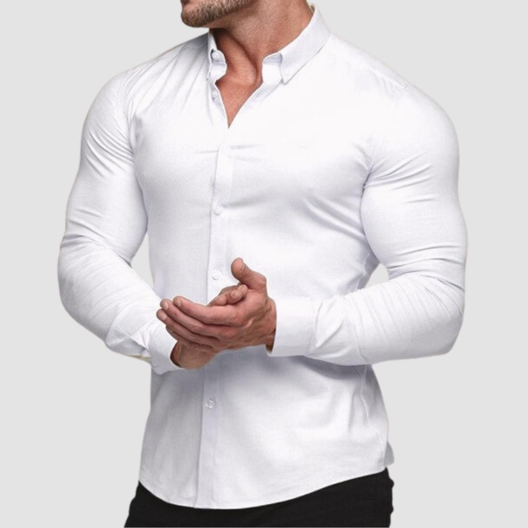 ANTONIOSCLOTHING COTTON ELASTIC LONG SLEEVE SHIRT MUSCULAR-FIT - Wearline