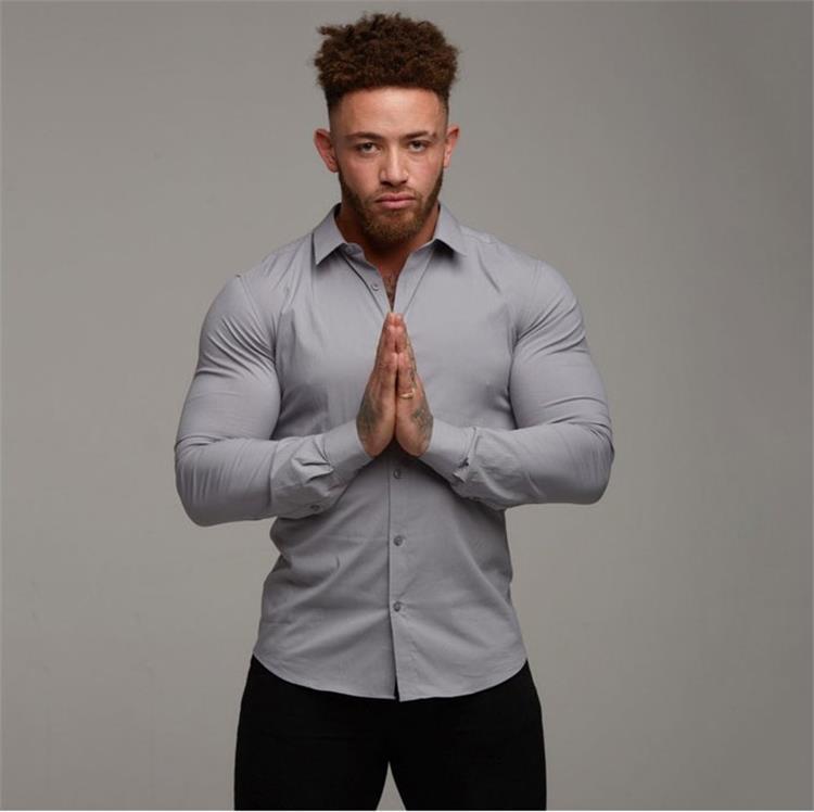 ANTONIOSCLOTHING COTTON ELASTIC LONG SLEEVE SHIRT MUSCULAR-FIT - Wearline