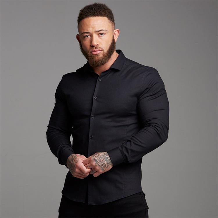 ANTONIOSCLOTHING COTTON ELASTIC LONG SLEEVE SHIRT MUSCULAR-FIT - Wearline