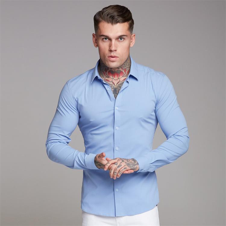 ANTONIOSCLOTHING COTTON ELASTIC LONG SLEEVE SHIRT MUSCULAR-FIT - Wearline