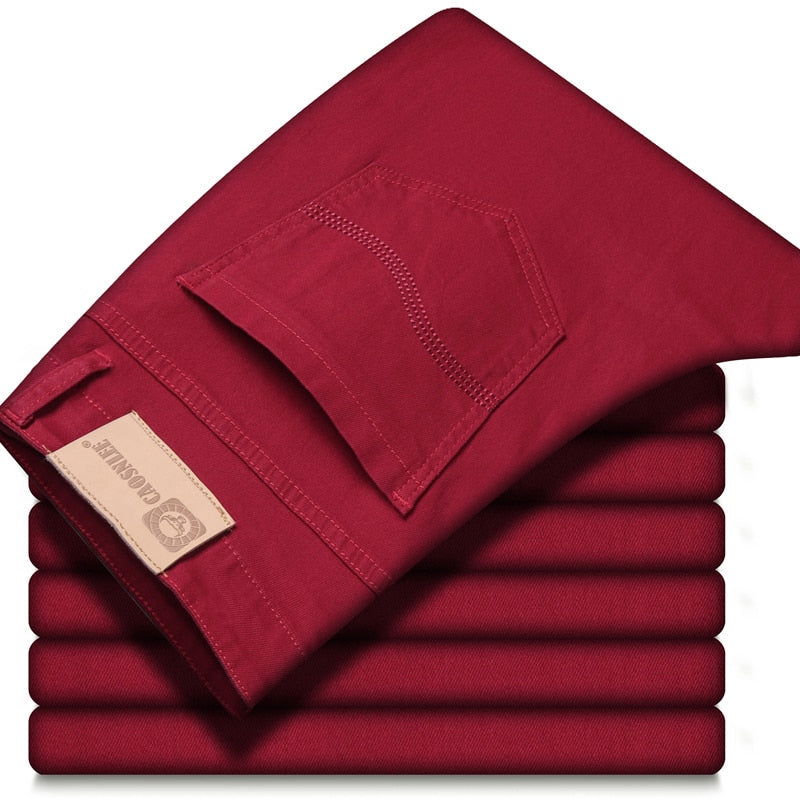 Business Casual Wine Red Jeans - Wearline