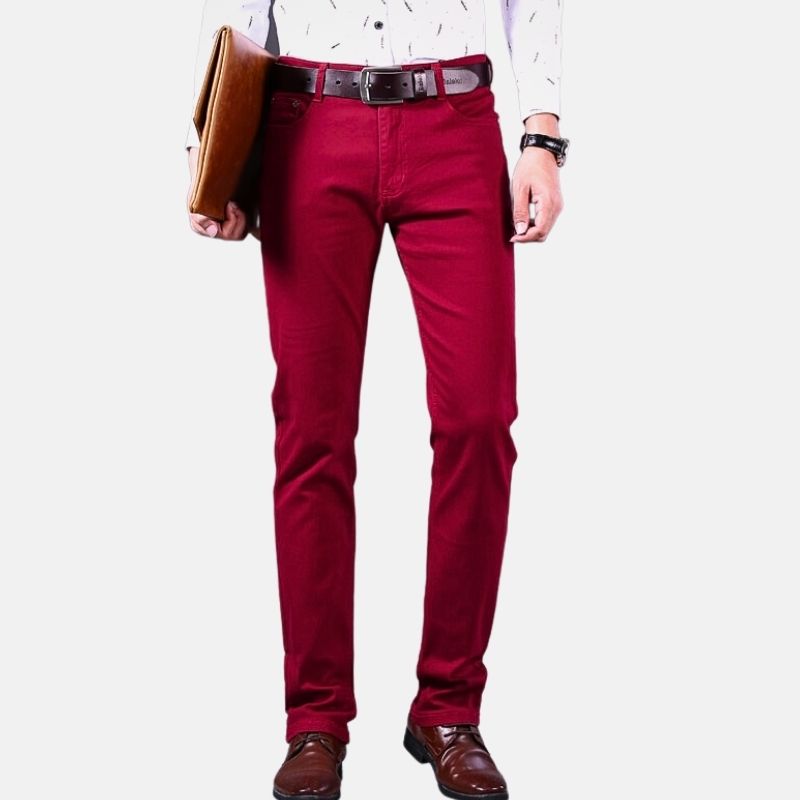 Business Casual Wine Red Jeans - Wearline