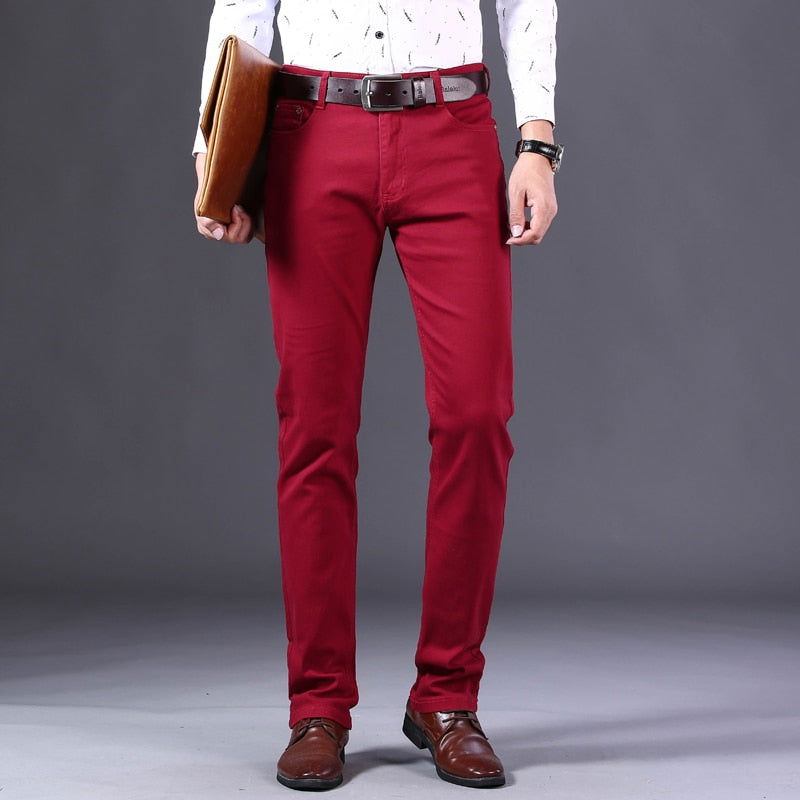 Business Casual Wine Red Jeans - Wearline