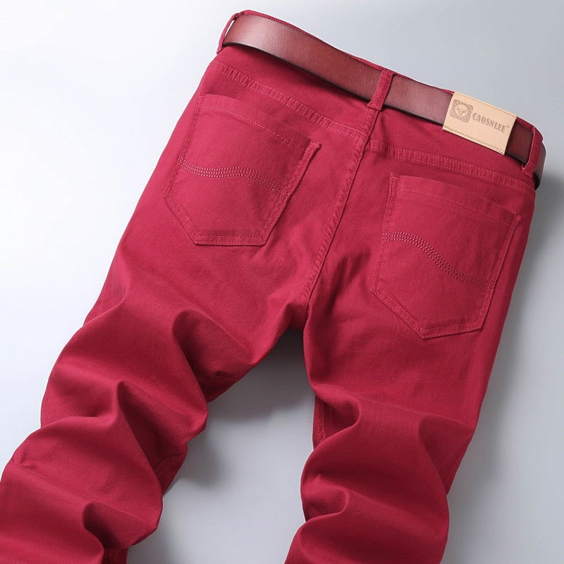 Business Casual Wine Red Jeans - Wearline