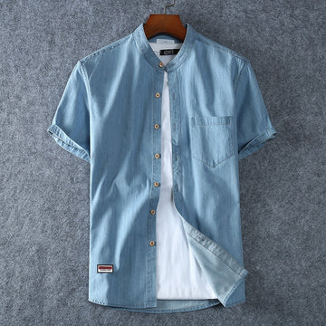 IMPULSE KATOENEN BLAUW SHIRT