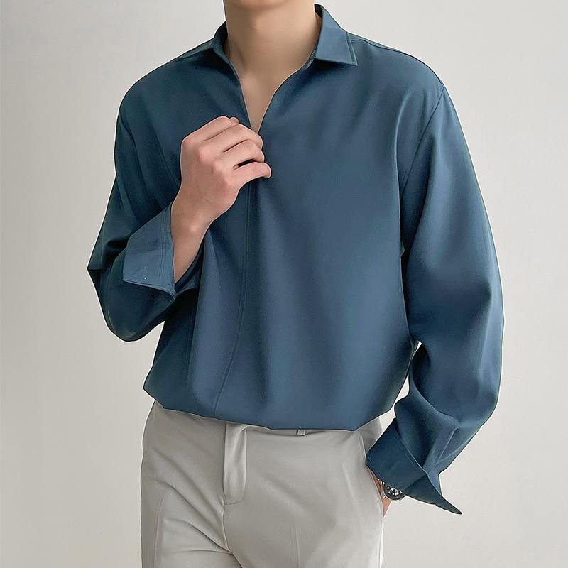 KOREAN LOOSE FIT LONG-SLEEVE SHIRT - Wearline