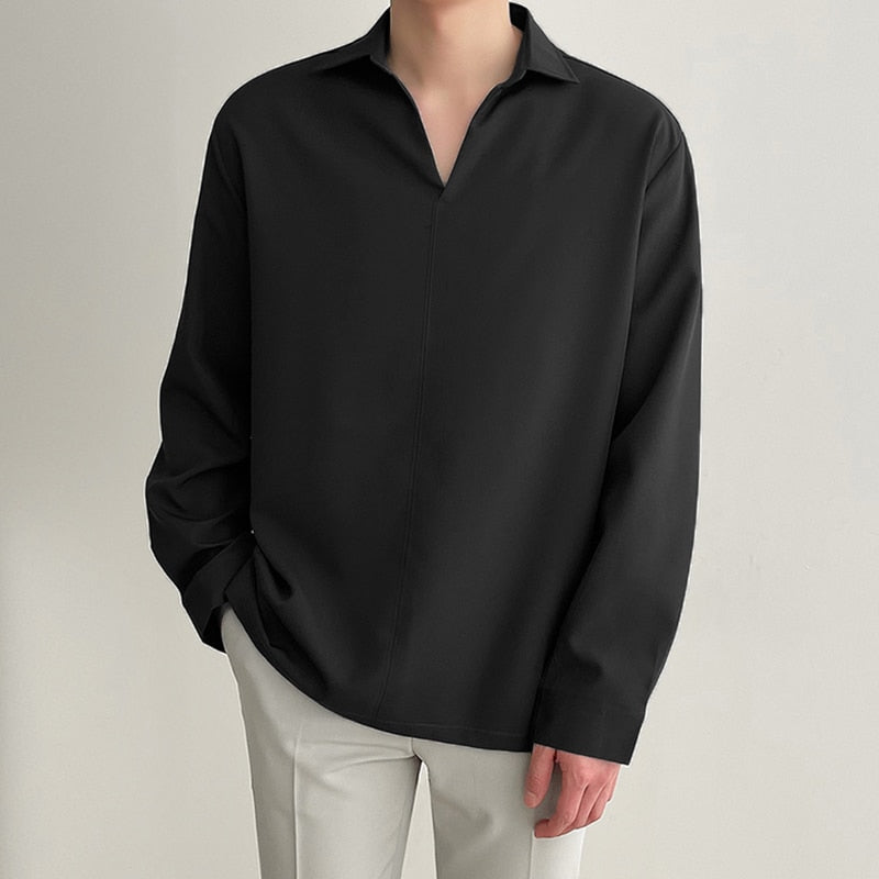 KOREAN LOOSE FIT LONG-SLEEVE SHIRT - Wearline