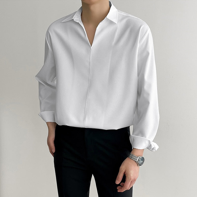 KOREAN LOOSE FIT LONG-SLEEVE SHIRT - Wearline