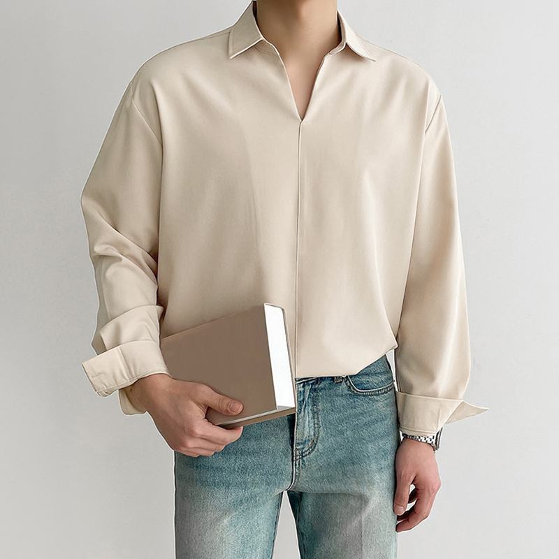 KOREAN LOOSE FIT LONG-SLEEVE SHIRT - Wearline