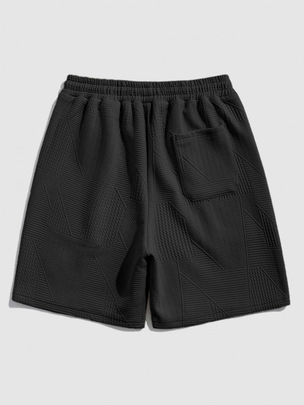 Mens Geometric Retro Jacquard Drawstring Shorts - Wearline