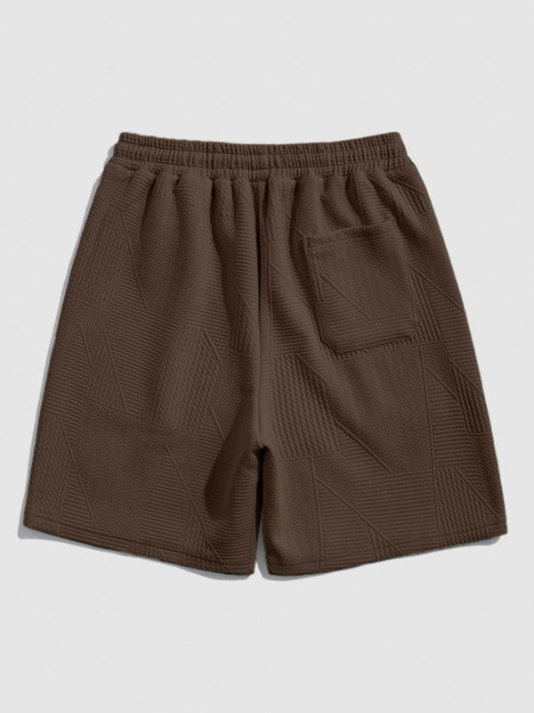 Mens Geometric Retro Jacquard Drawstring Shorts - Wearline