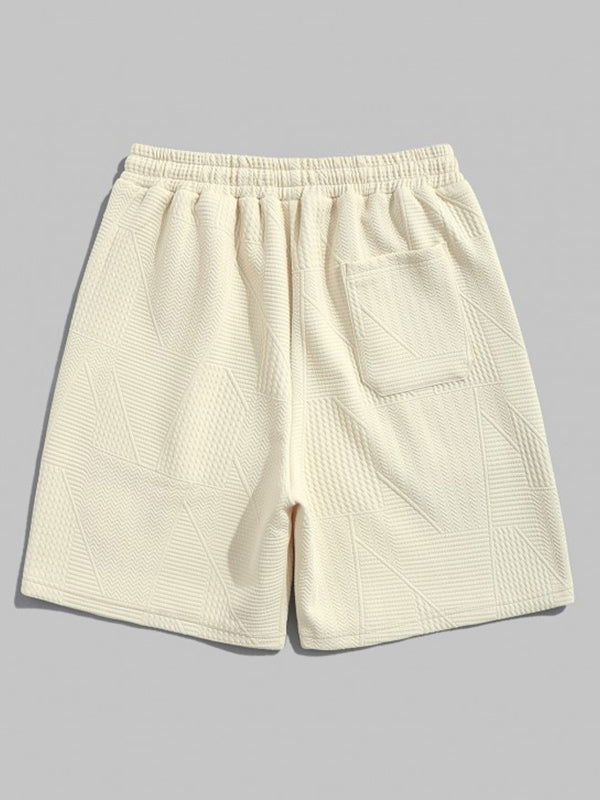 Mens Geometric Retro Jacquard Drawstring Shorts - Wearline