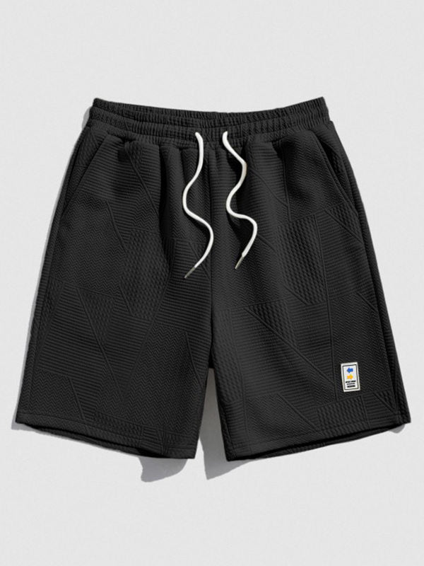 Mens Geometric Retro Jacquard Drawstring Shorts - Wearline