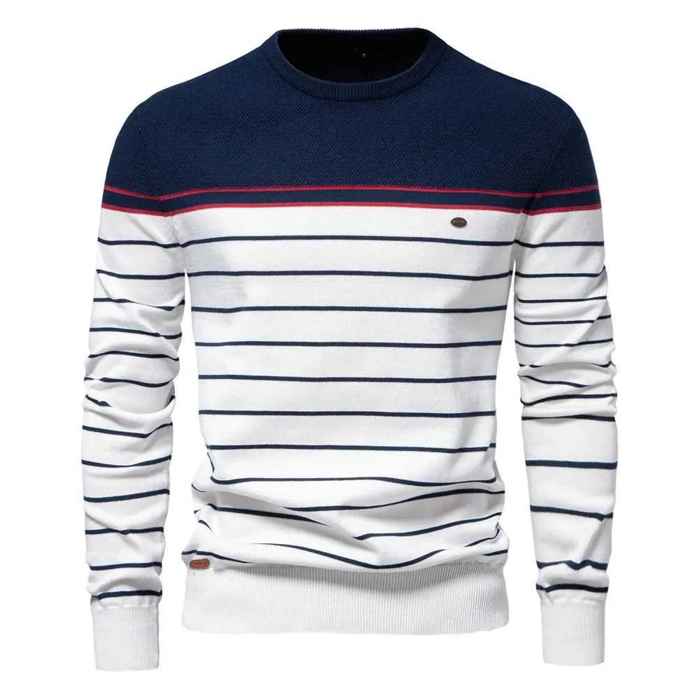 (Kopie) Men's striped crew neck sweater in nautical style